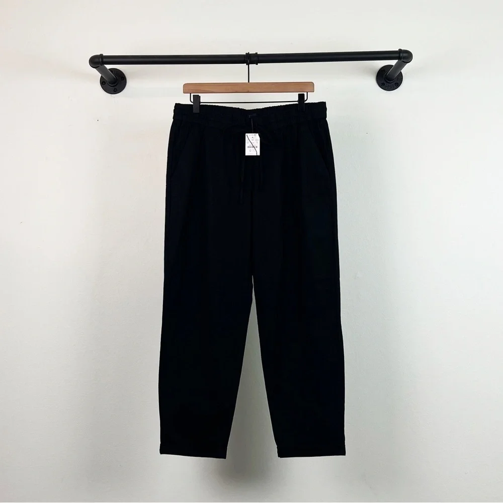 NWT J. Crew Factory Linen Cotton Blend Drawstring Pants in Black